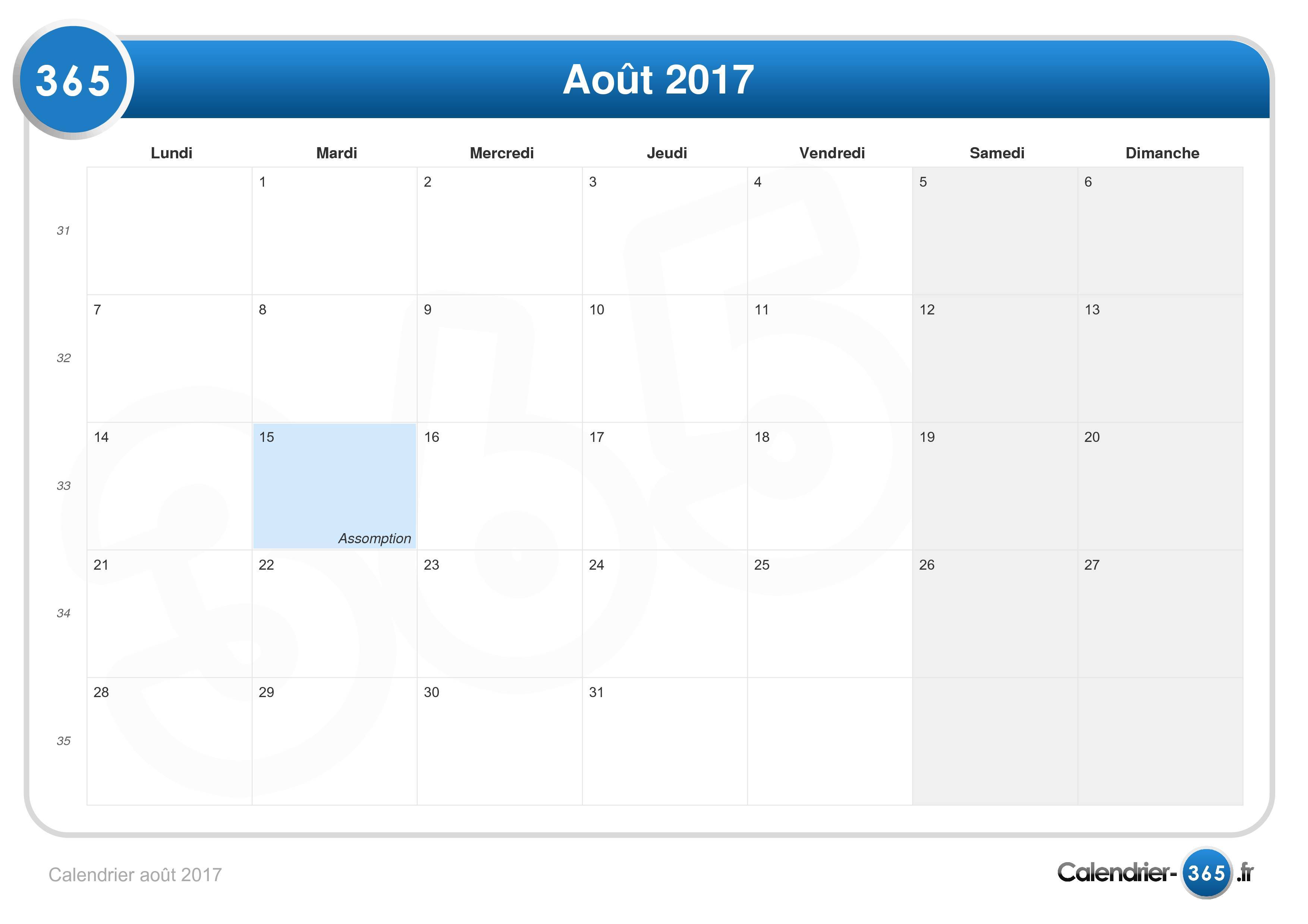 aou 2017 - août 2017 calendrier