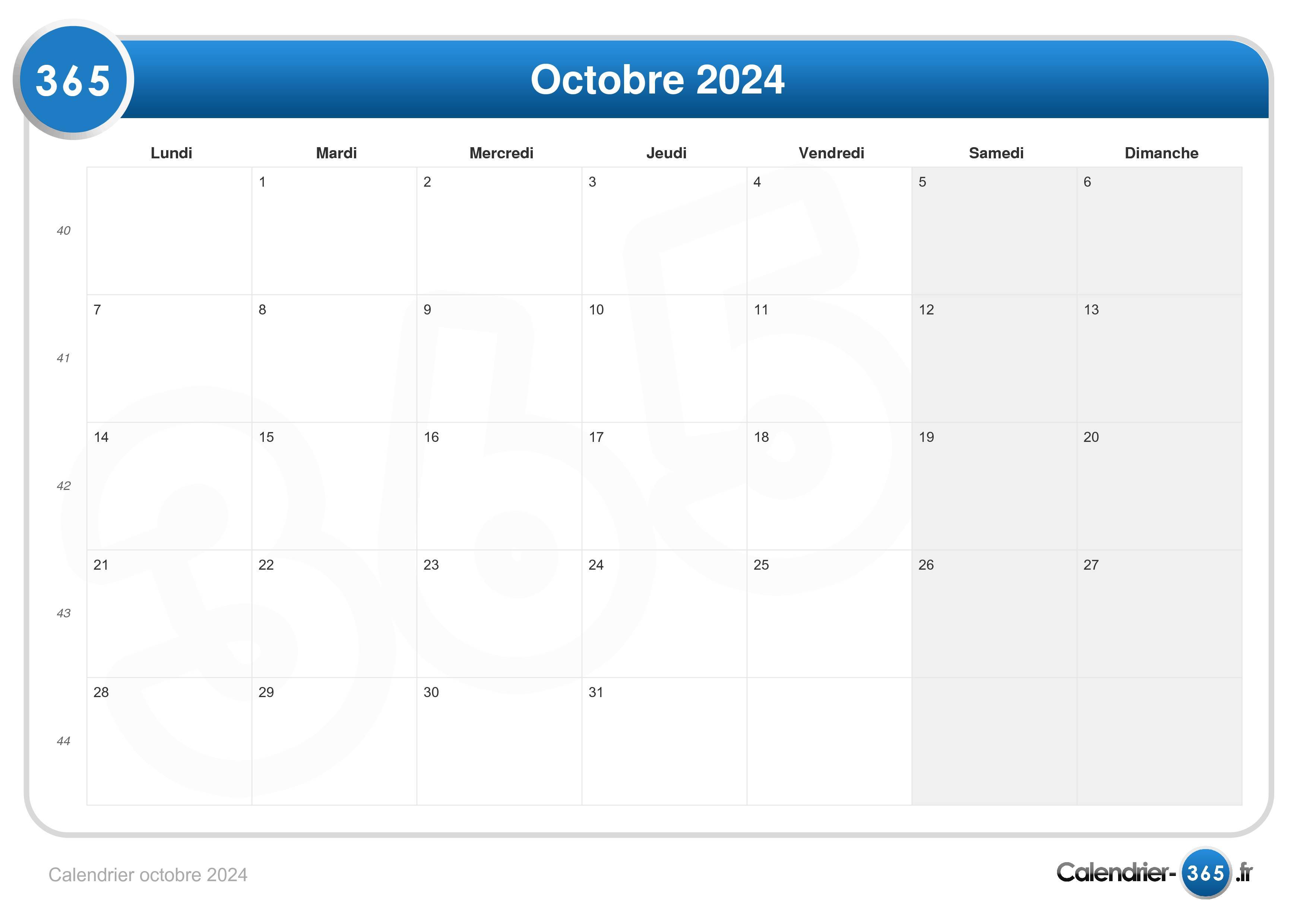Octobre, le mois du calendrier 2024 ⚜️ - 55BH