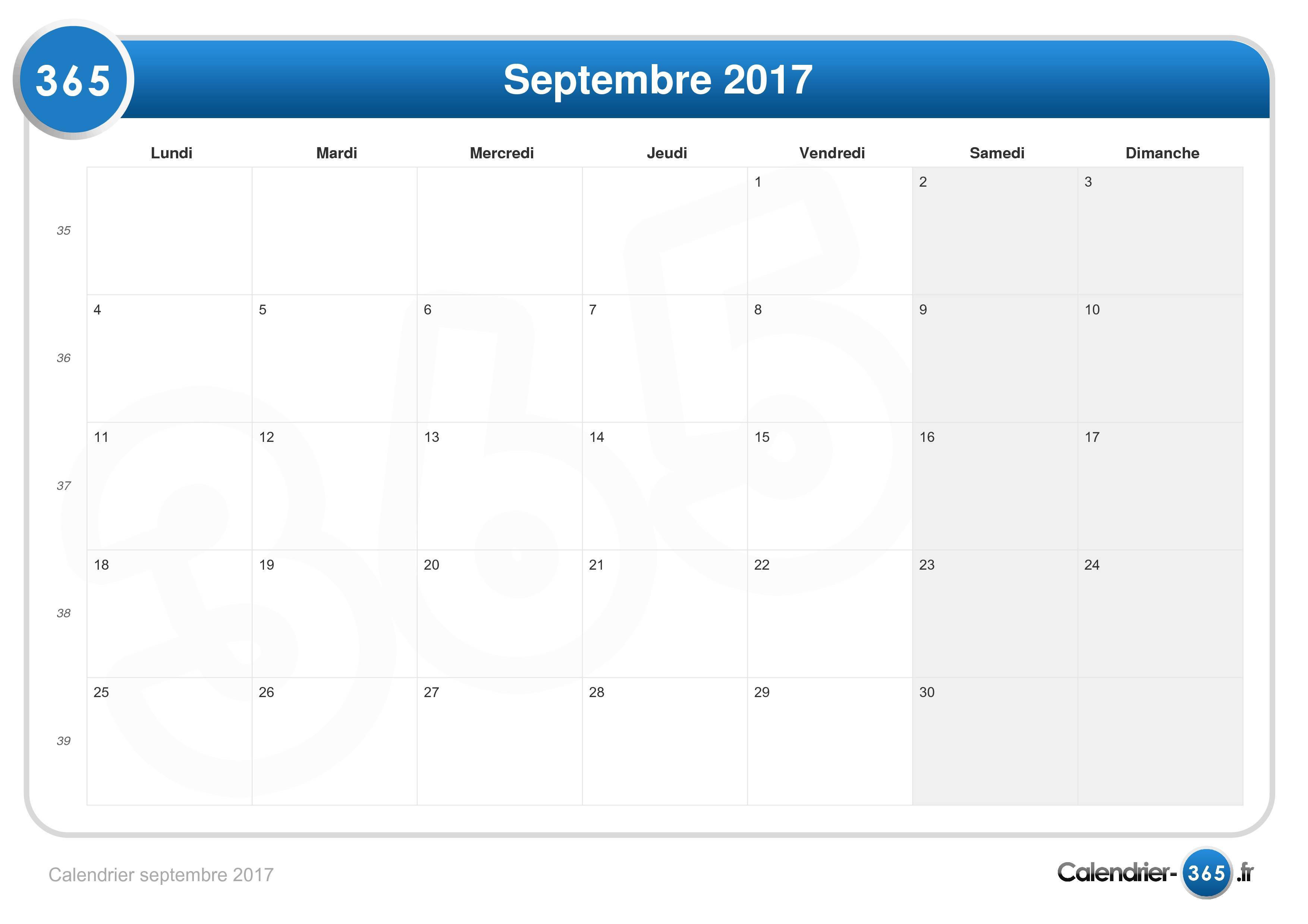 Calendrier September 17